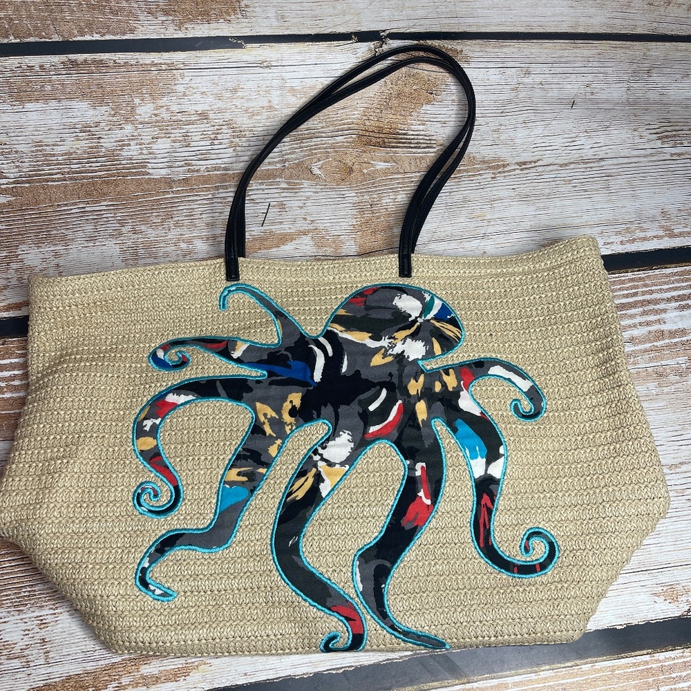 Vera Bradley seashore Octopus straw bag
